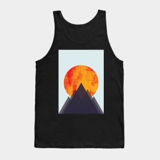 Minimalist Abstract Geometric Sunset at the Mountains Graphic Art Tank Top